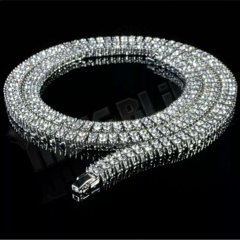 14K White Gold Lab Diamond Chain Tennis Necklace